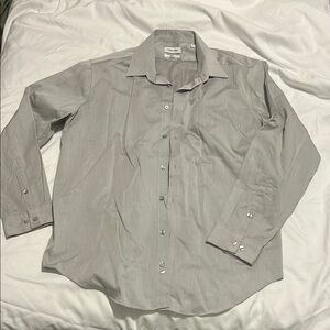 Calvin Klein Gray Dress Shirt Classic Collar Slim Fit Performance non-iron